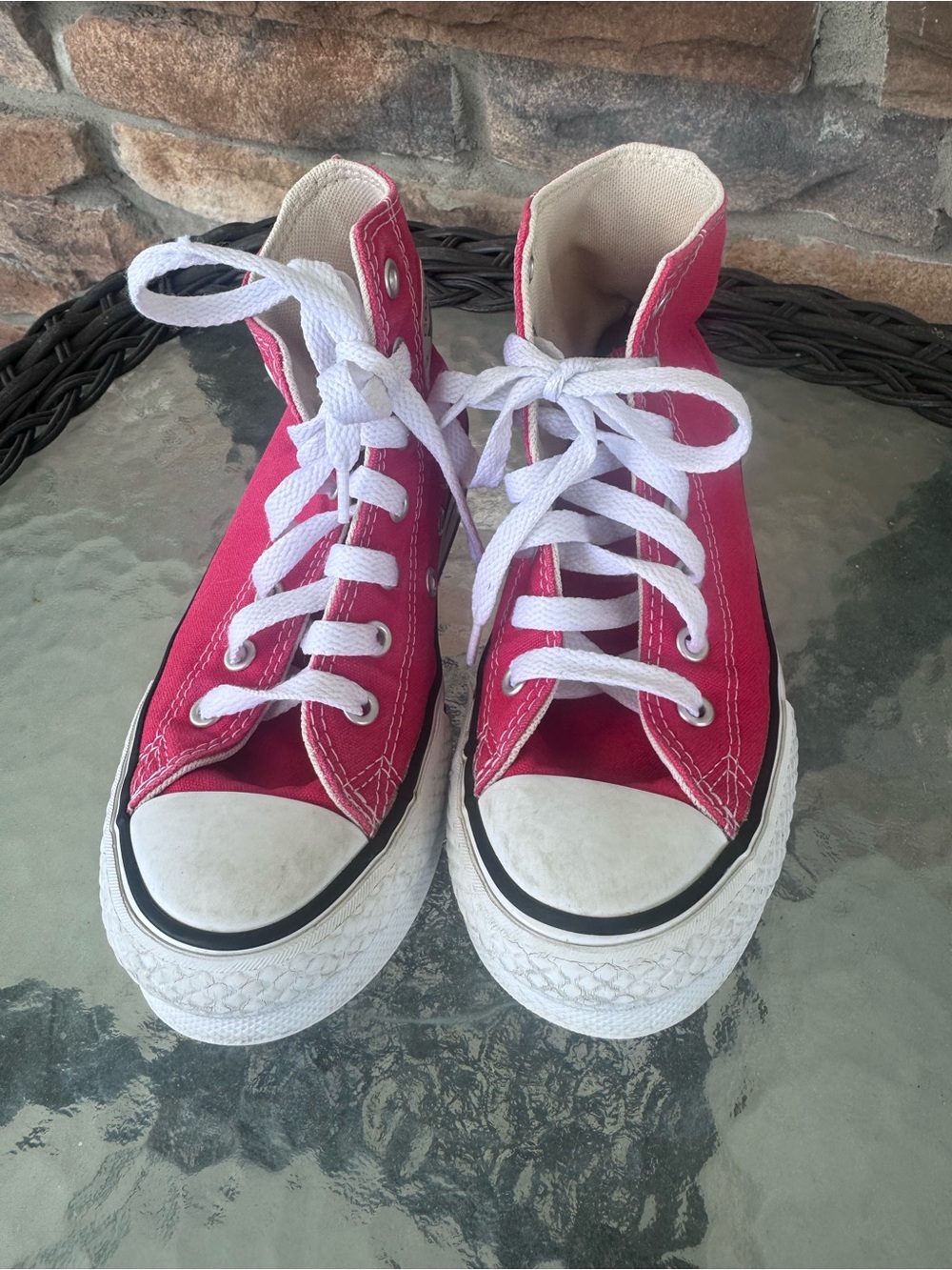 Converse Kids High-Top Sneakers in Red and White